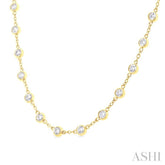 4 Ctw Bezel Set Round Cut Diamond Station Necklace in 14K Yellow Gold